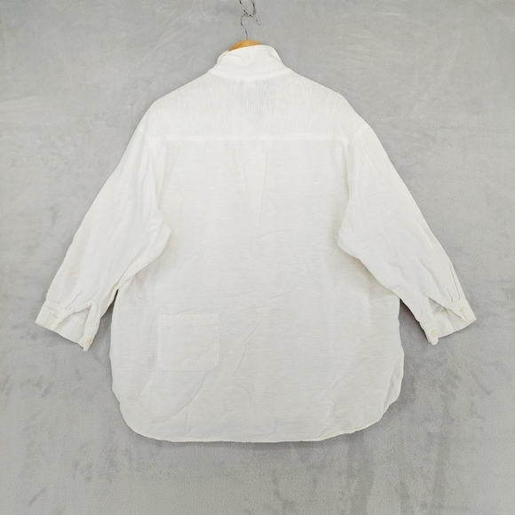 Sangham Ivory 3/4 Sleeve Button Down Cotton Shacket P2000 - Picture 6 of 12